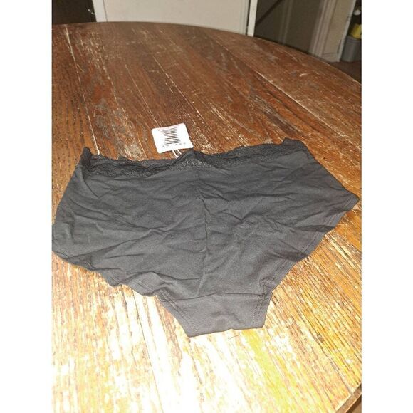 New Large Savage X Fenty Black Caviar Cotton Essential Lace Trim Shortie Panties - Picture 9 of 9